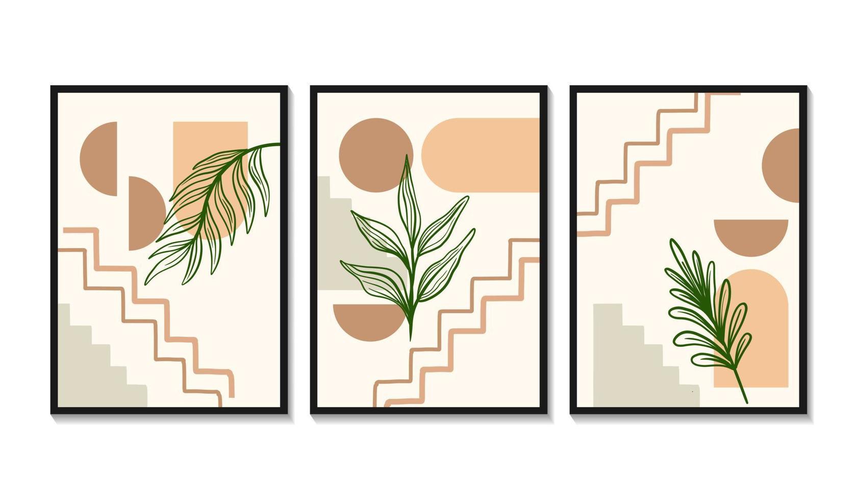 handgetekende platte ontwerp boho kunst aan de muur vector