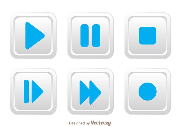 Witte afgeronde vierkante media knop vector