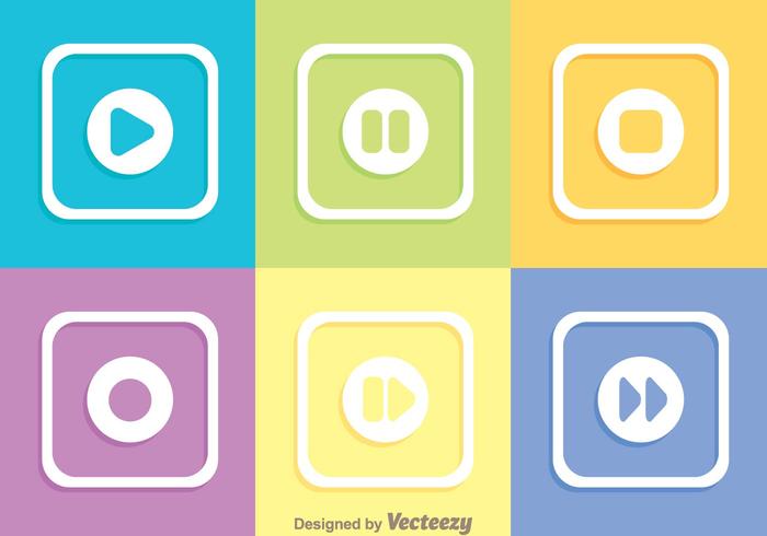 Kleurrijke Square Media Buttons vector