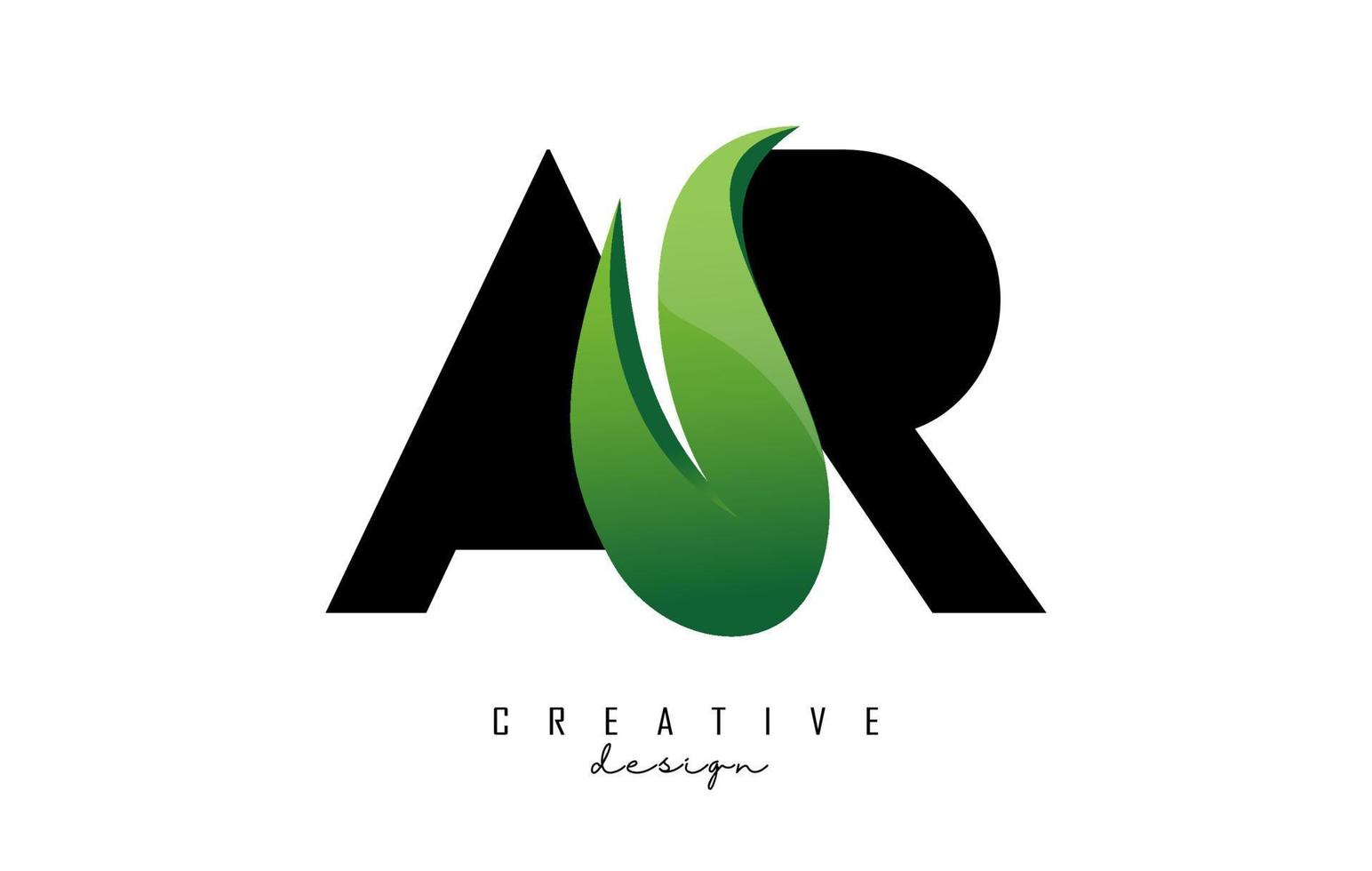 vectorillustratie van abstracte letters ar ar met groen blad ontwerp. vector