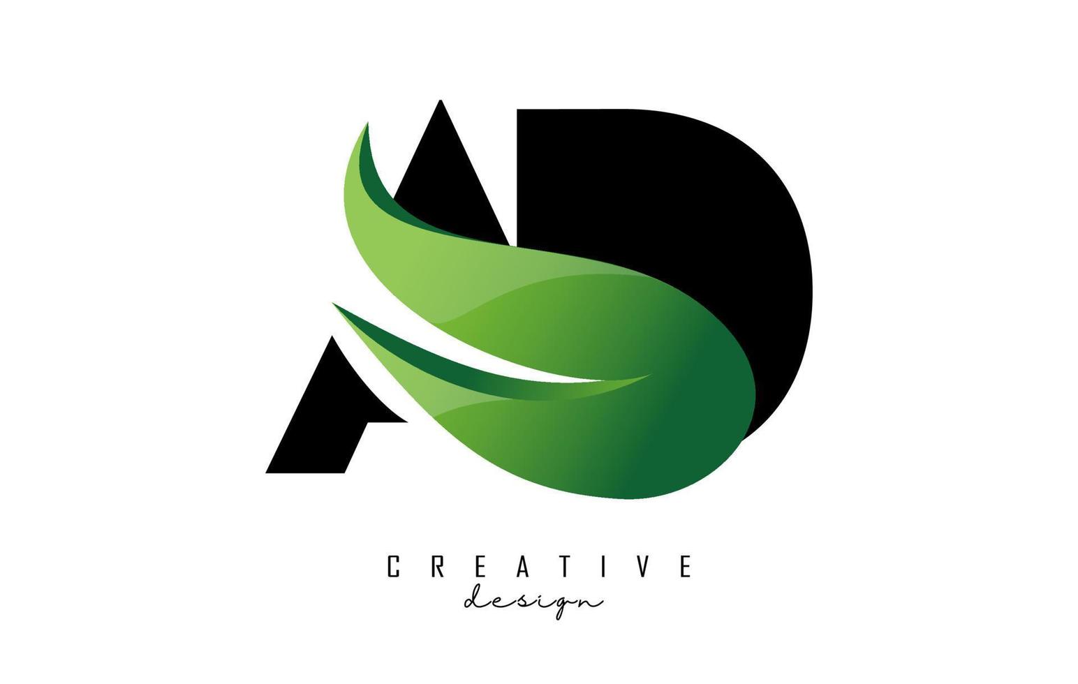 vectorillustratie van abstracte brieven advertentie advertentie met groen blad ontwerp. vector