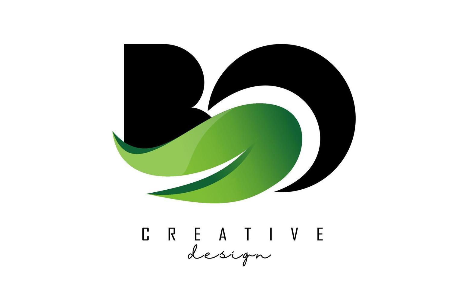 vectorillustratie van abstracte letters bo bo met vuur vlammen en groen swoosh design. vector