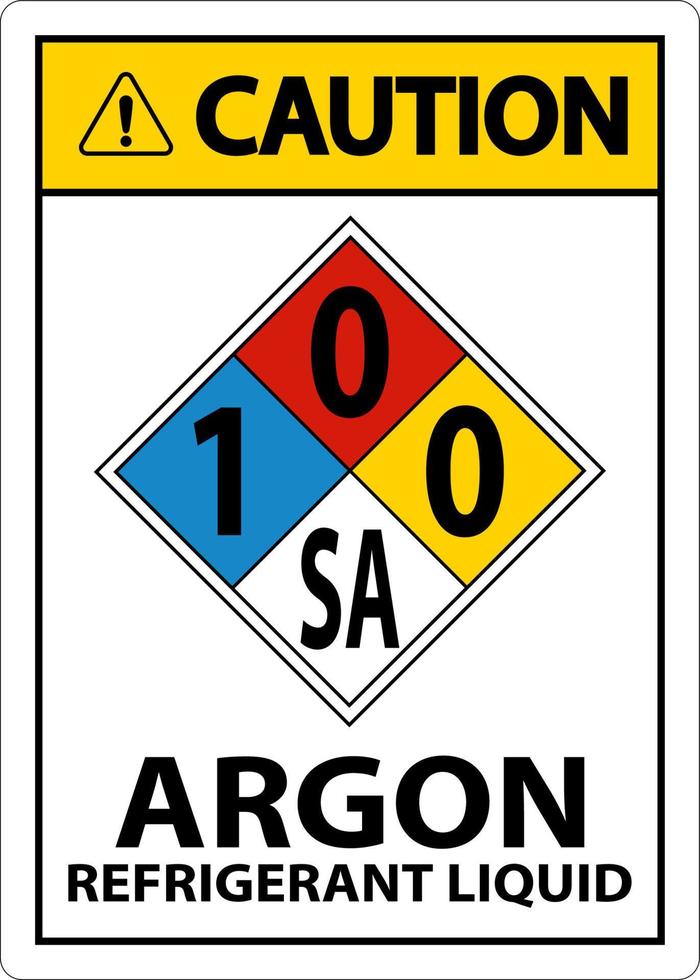 nfpa voorzichtigheid argon koelmiddel vloeistof 1-0-0-sa teken vector