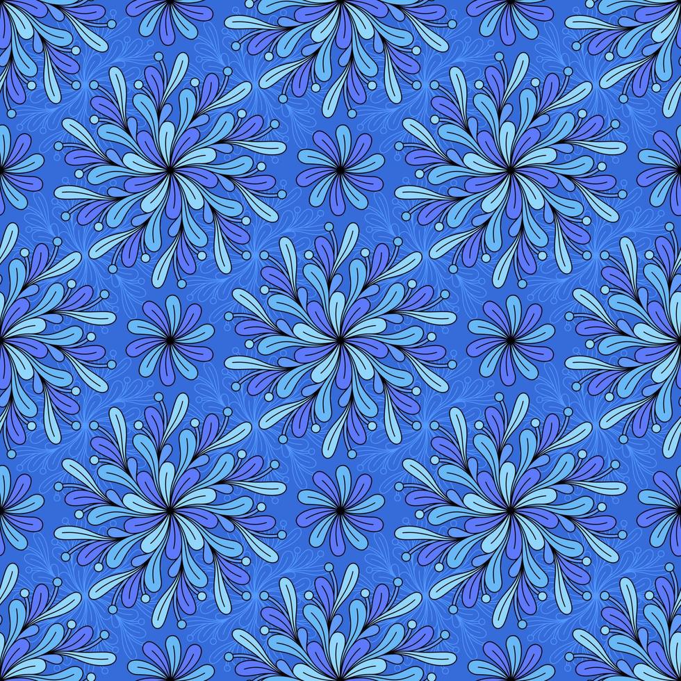 blauwe naadloze vectorachtergrond met spiraalvormige ronde veelkleurige decoratieve elementen vector