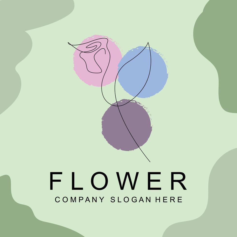 bloemen logo ontwerp, vector illustratie stijl lijn icoon abstracte kunstwerken