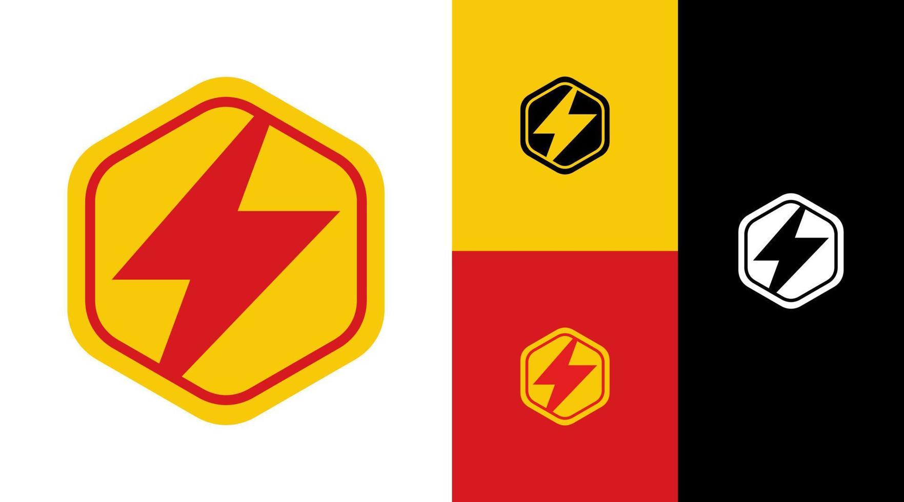 zeshoekige hoogspanning elektriciteit waarschuwingsbord logo ontwerpconcept vector