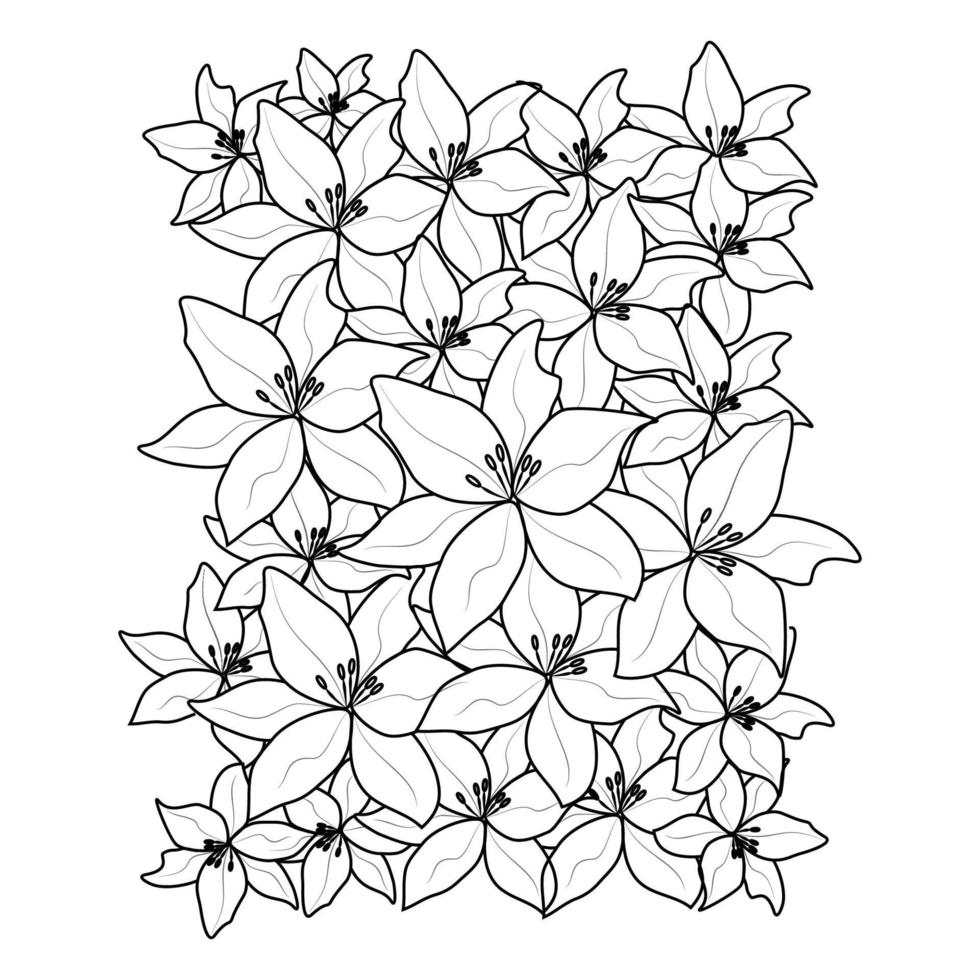 doodle stijl tekening van lijntekeningen herhaal patroon lilium bloem voor textieldruk vector