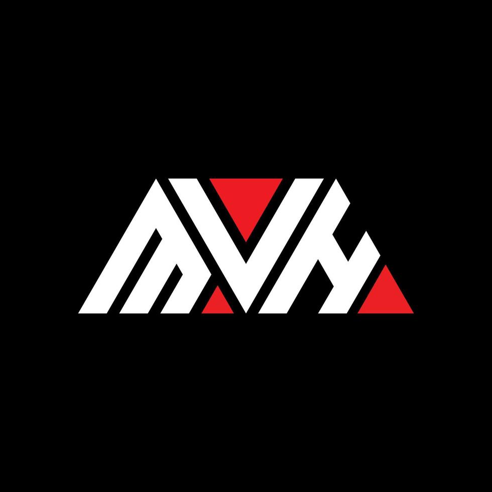 mvh driehoek brief logo ontwerp met driehoekige vorm. mvh driehoek logo ontwerp monogram. mvh driehoek vector logo sjabloon met rode kleur. mvh driehoekig logo eenvoudig, elegant en luxueus logo. mvh