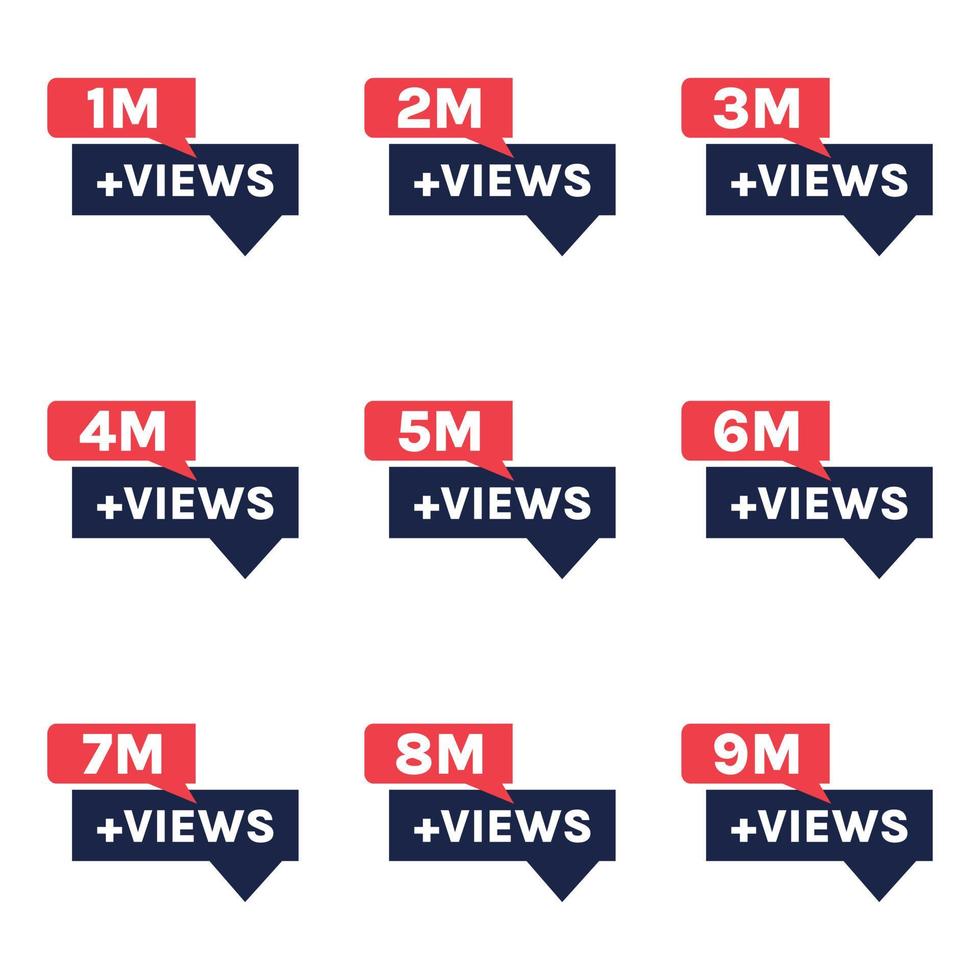 1 miljoen tot 9 miljoen views viering thumbnail ontwerp vector, 1m plus views bedankt vector