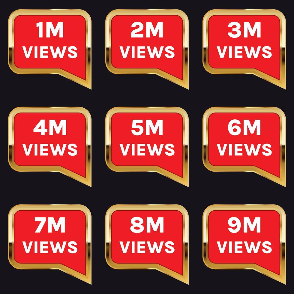 1 miljoen tot 9 miljoen views viering thumbnail ontwerp vector, 1m plus views bedankt vector