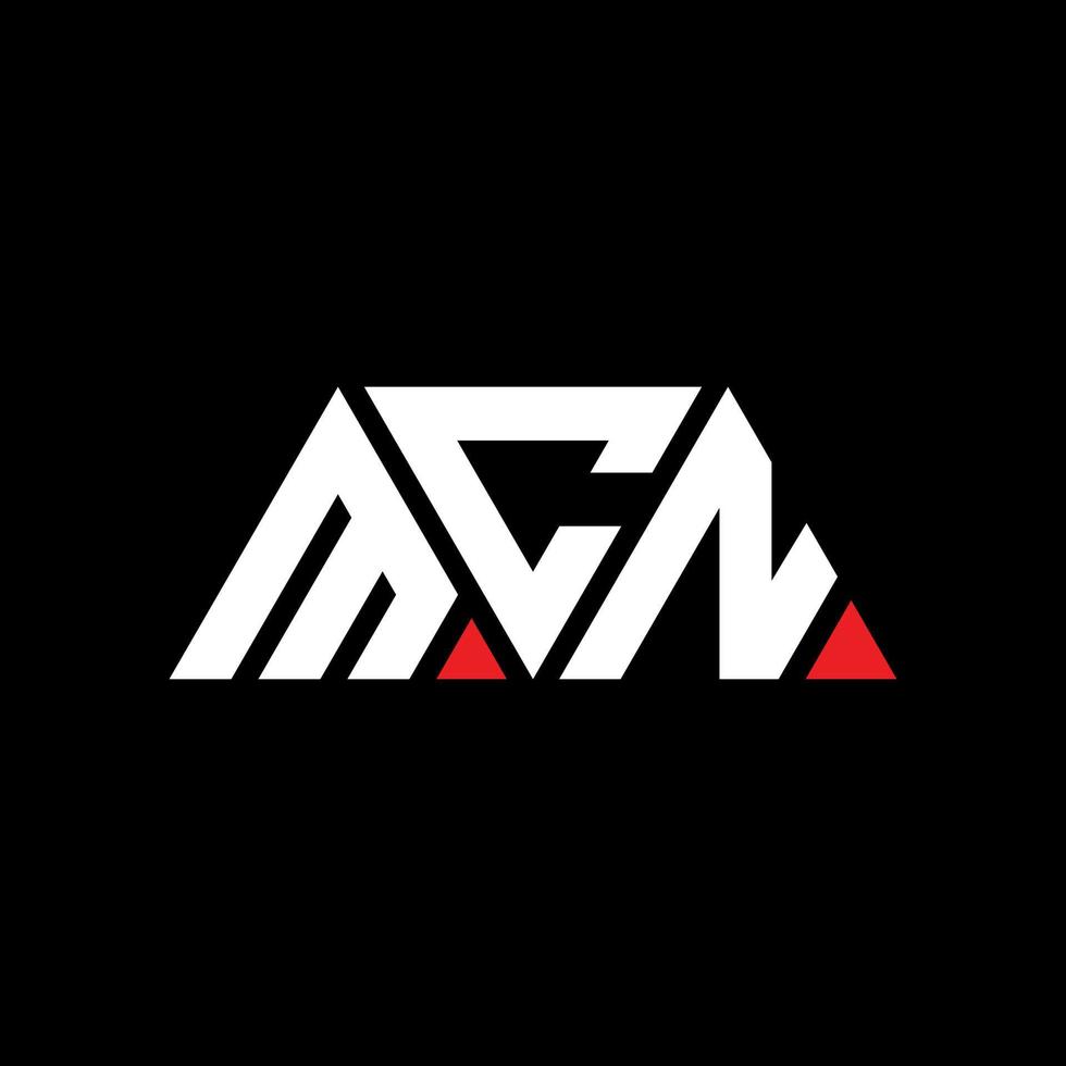 mcn driehoek brief logo ontwerp met driehoekige vorm. mcn driehoek logo ontwerp monogram. mcn driehoek vector logo sjabloon met rode kleur. mcn driehoekig logo eenvoudig, elegant en luxueus logo. mcn