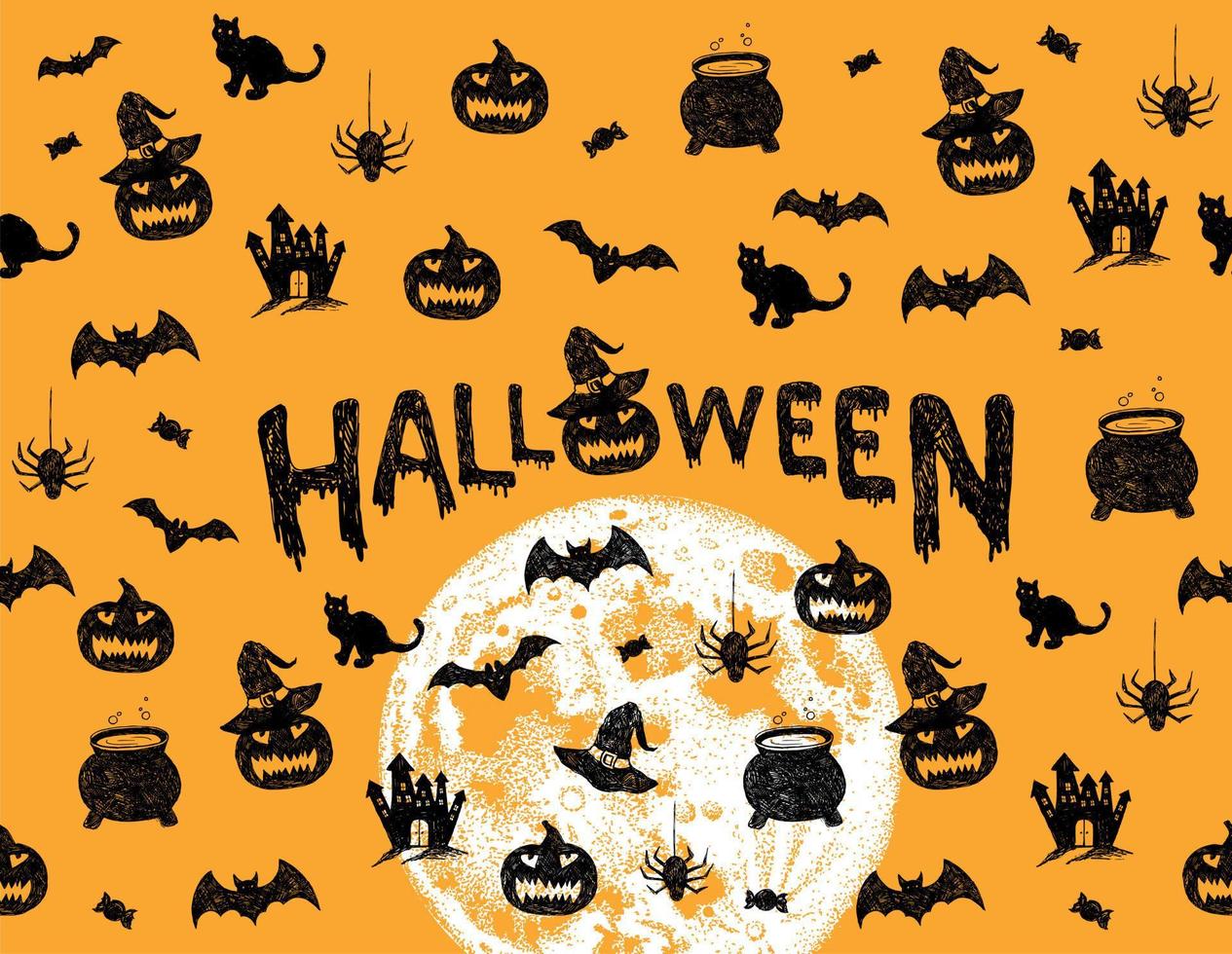 adobe illustrator artwork halloween symbolen handgetekende illustraties vector