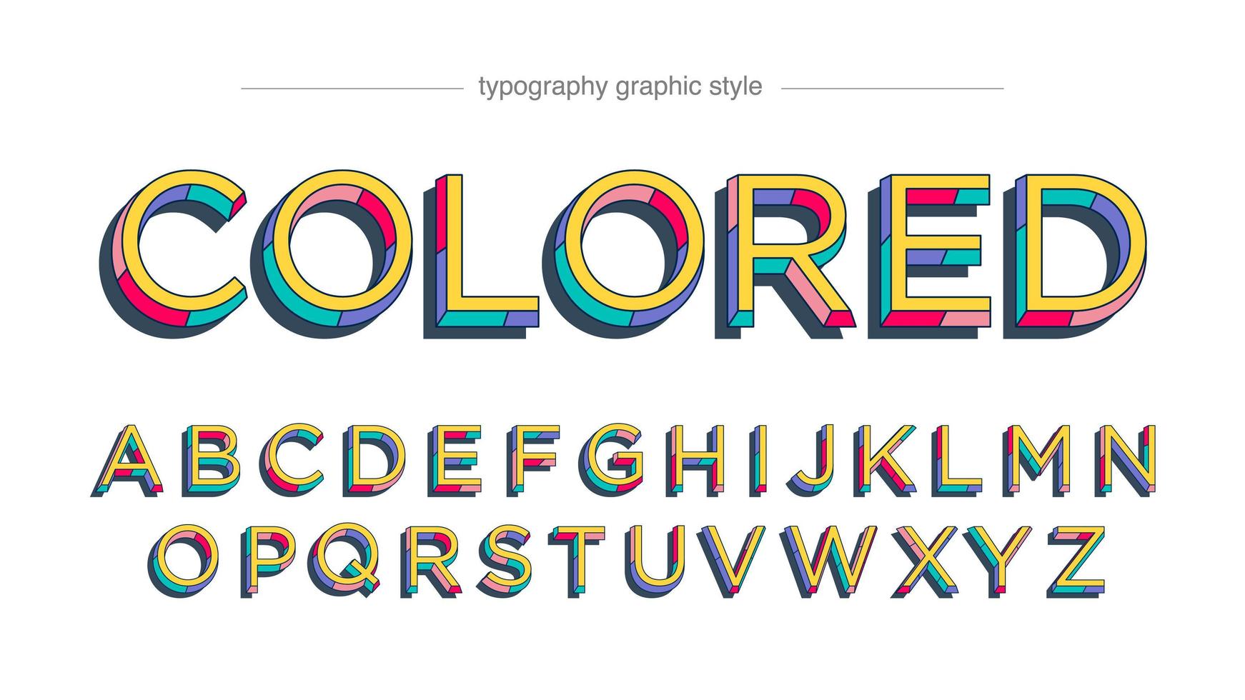 retro alfabet met kleurrijke secties vector