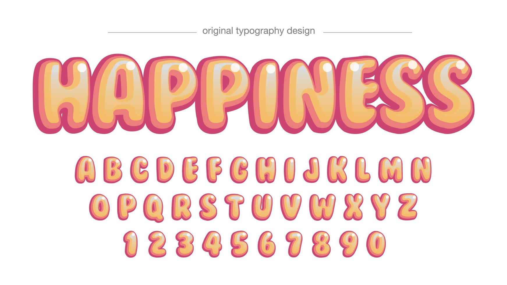 geel roze kleurrijke zeepbel cartoon lettertype vector