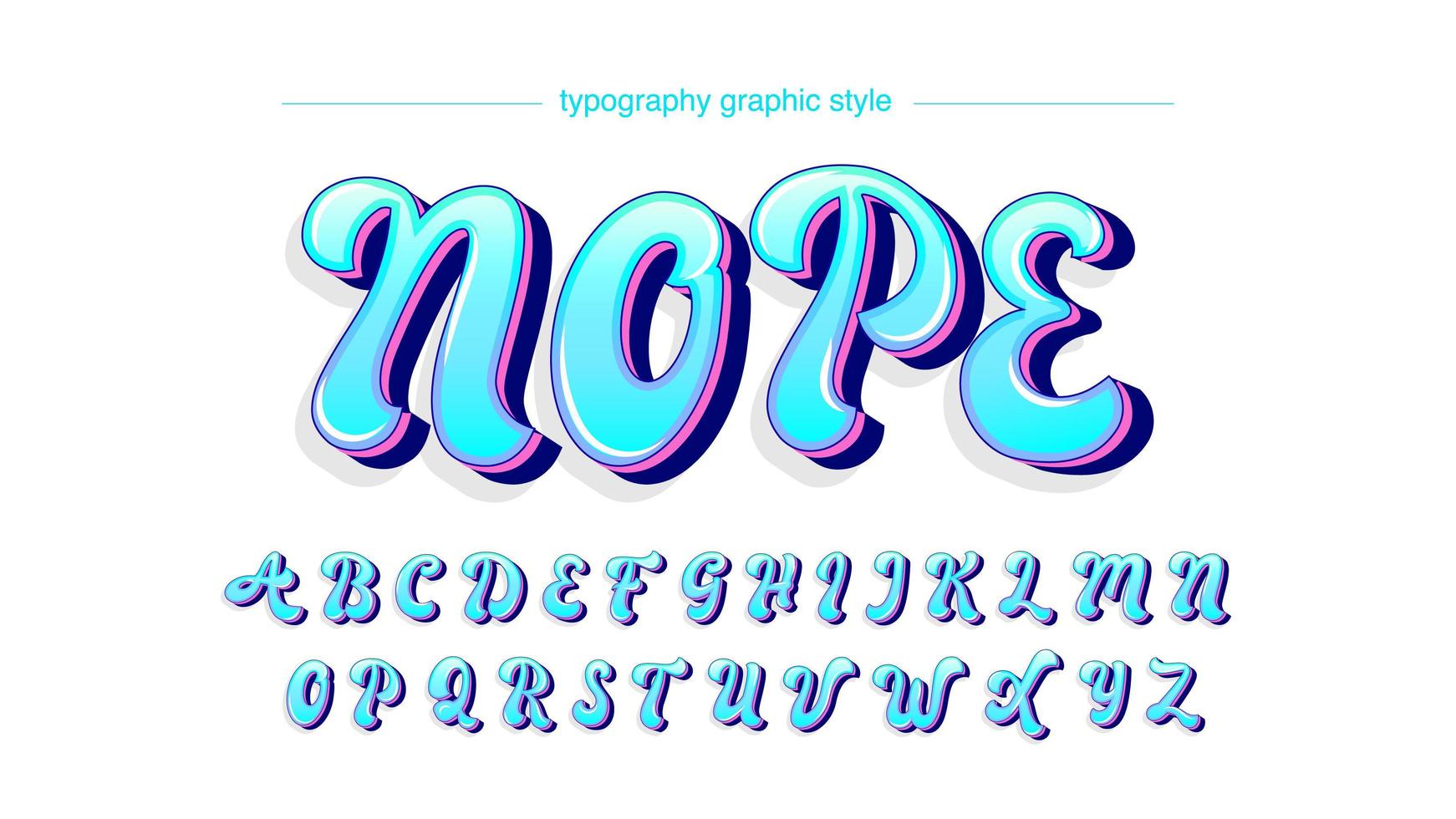 neon blauw paars hoofdletters kalligrafie stijl lettertype vector