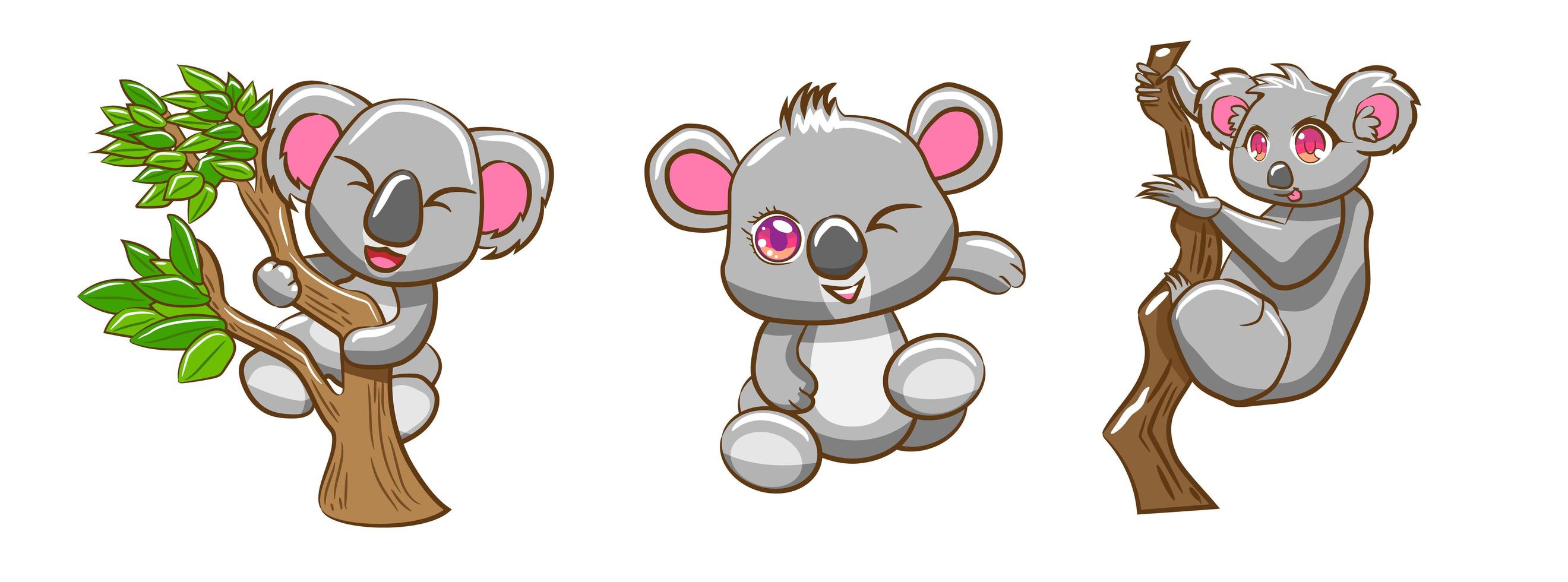 koala cartoon set vector