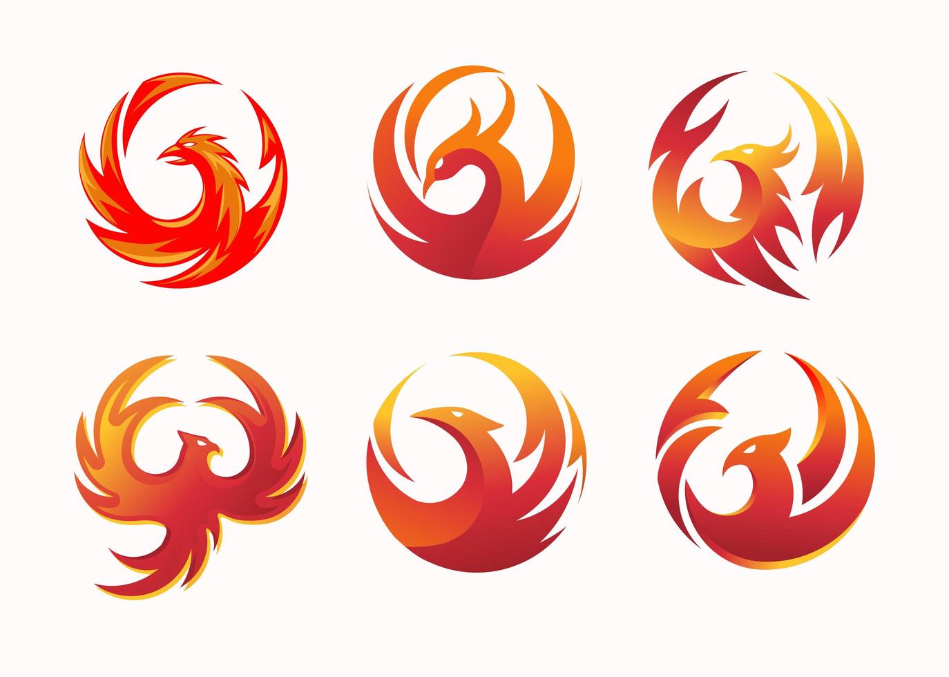 Phoenix cirkel logo set vector