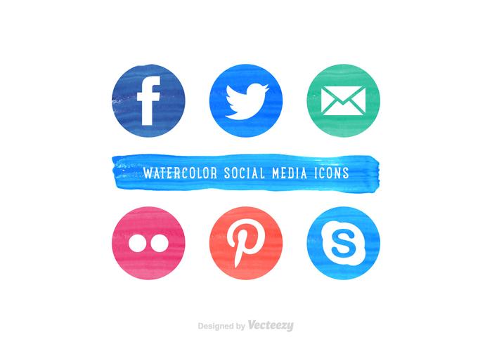 Gratis Social Media Waterverf Vector Pictogrammen