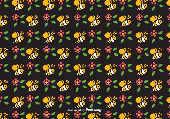 Gratis Cute Bee Vector Naadloos Patroon