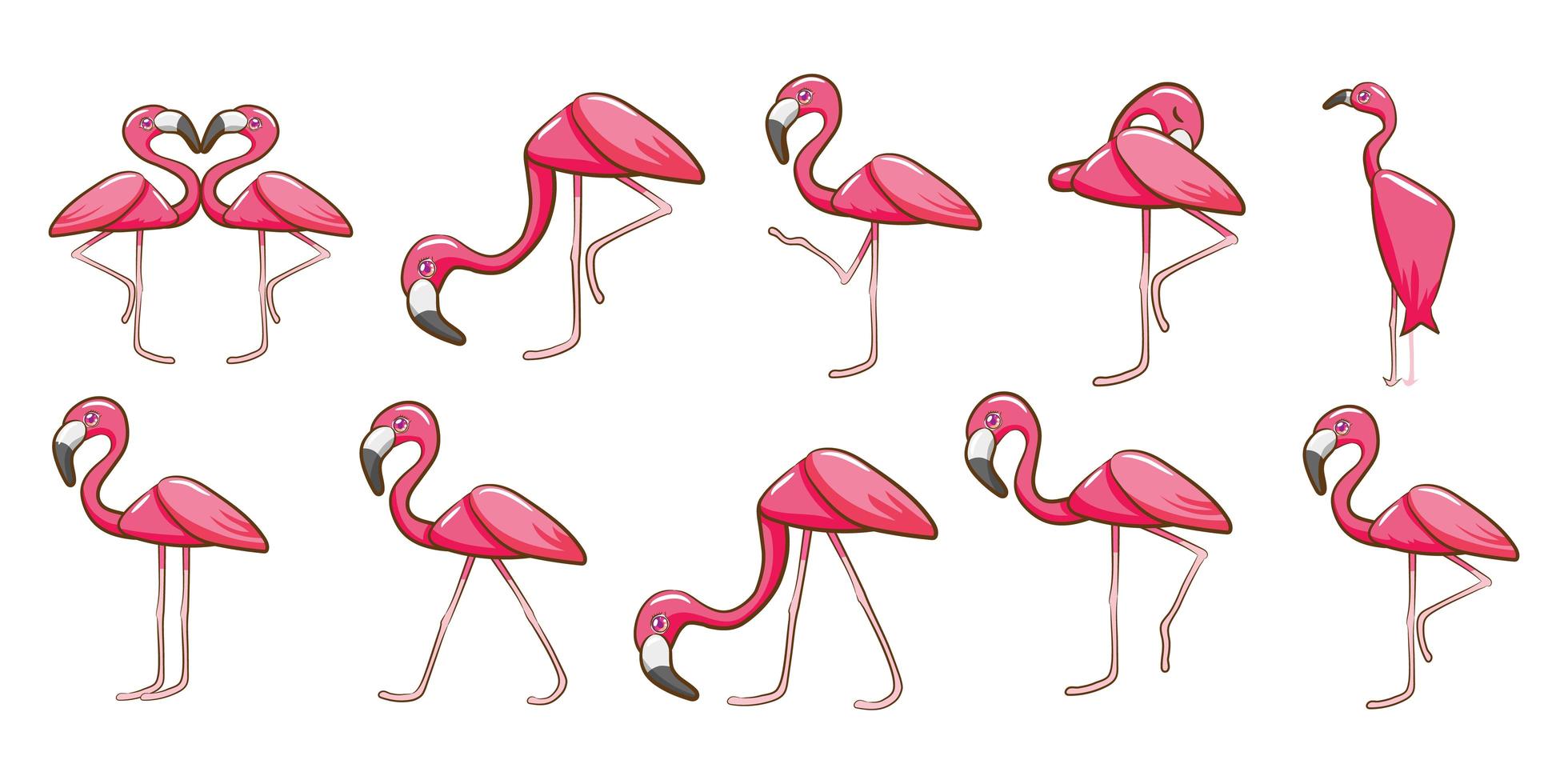 cartoon flamingo set vector