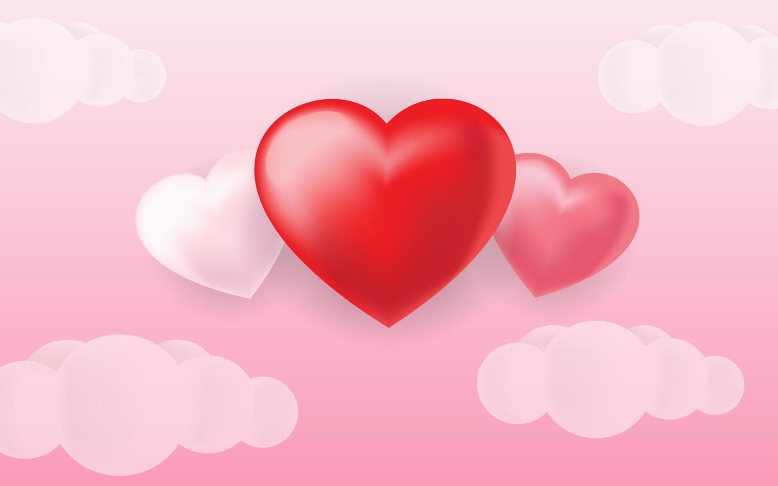 schattige 3d liefde harten decoratieve compositie achtergrond vector