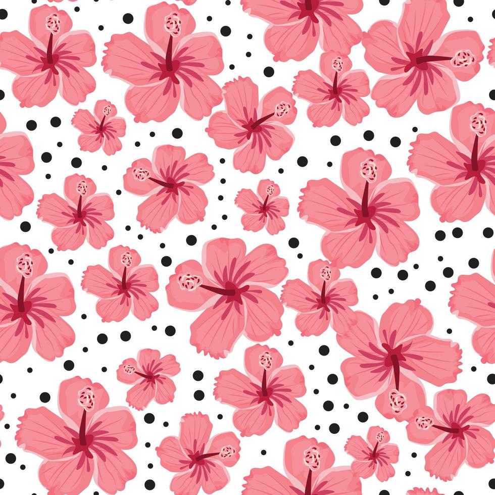 naadloze patroon met hibiscus bloemen op witte achtergrond. vector