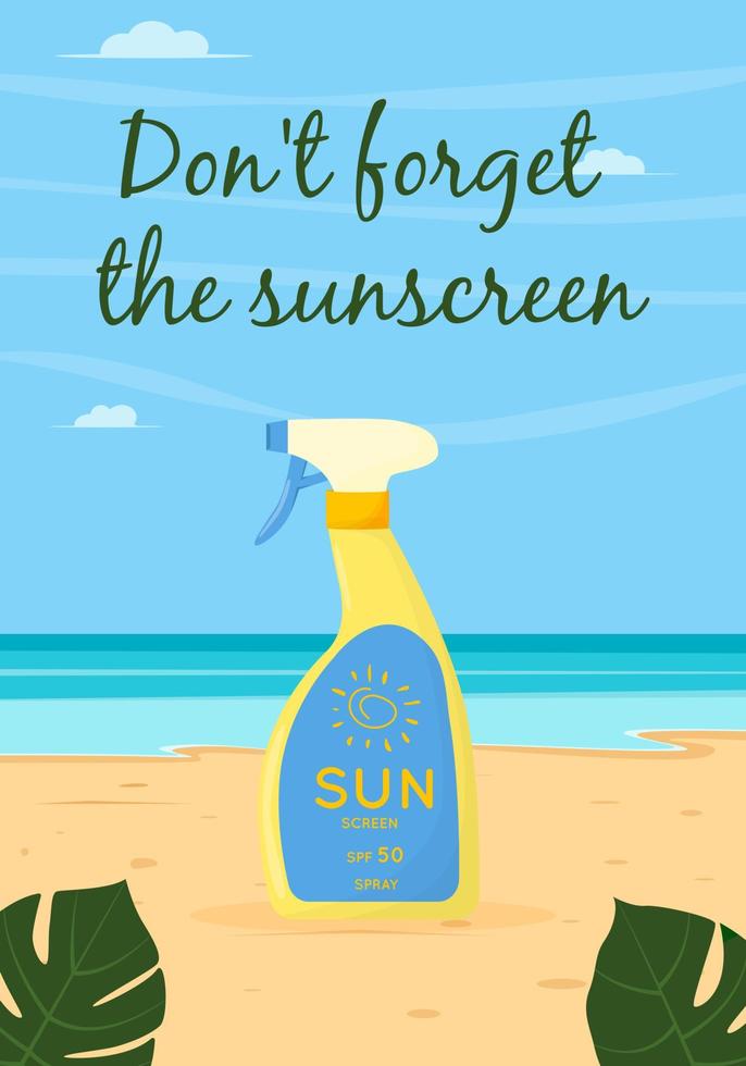 huidverzorgingsproduct. zonbescherming, uv-beschermende spray. tube zonnebrandcrème met spf. zomer cosmetica. vector