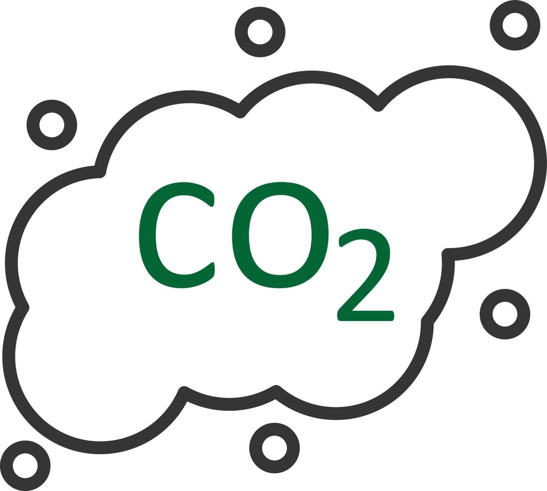 co2 lijn twee kleuren vector