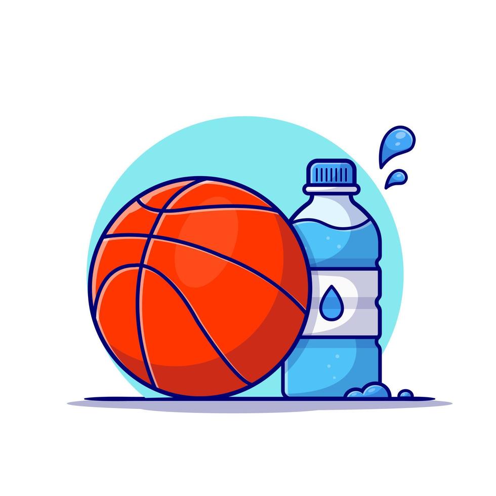 basketbal met fles cartoon vector pictogram illustratie. sport object pictogram concept geïsoleerde premium vector. platte cartoonstijl