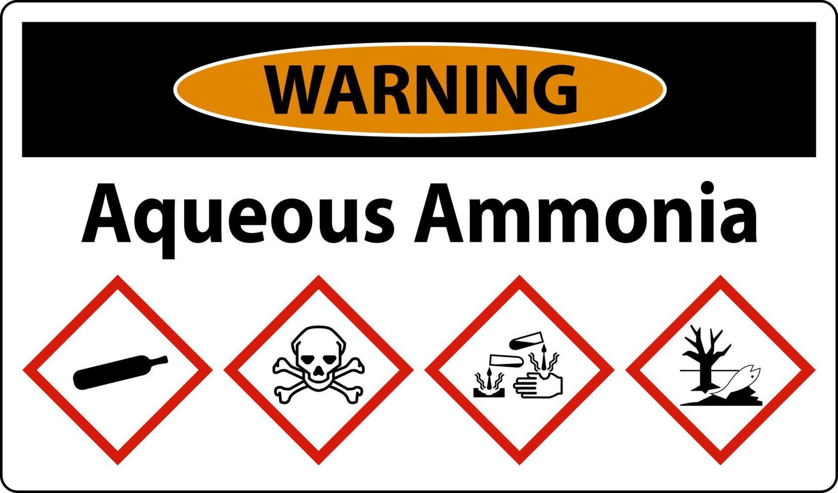 waarschuwing waterige ammoniak ghs teken op witte achtergrond vector