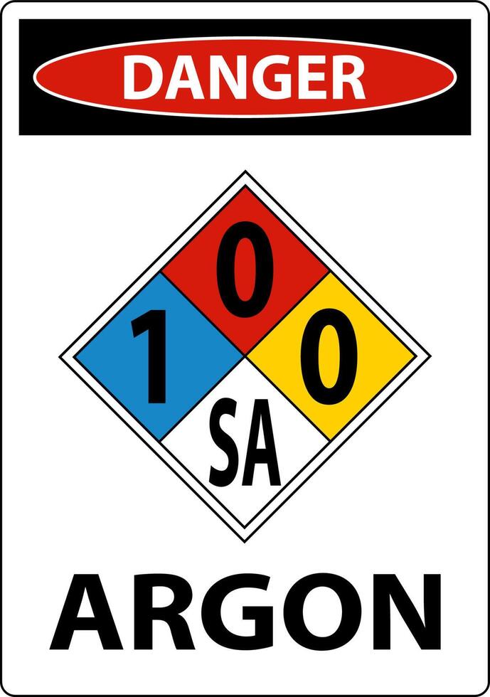 nfpa gevaar argon 1-0-0-sa teken op witte achtergrond vector