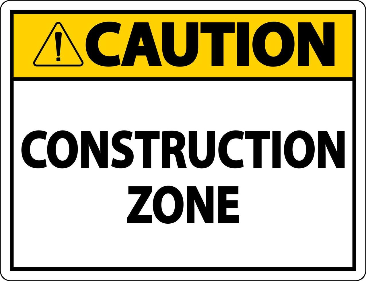 voorzichtigheid bouw zone symbool teken op witte achtergrond vector