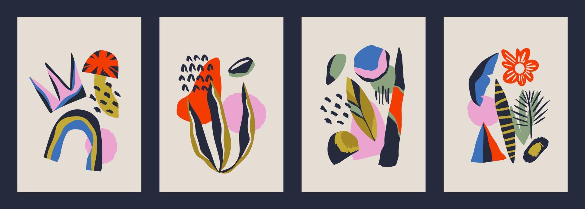 trendy eigentijdse set van moderne minimalistische abstracte geometrie esthetische illustraties samenstelling. boho vectorposters voor wanddecoratie in bohemienstijl vector