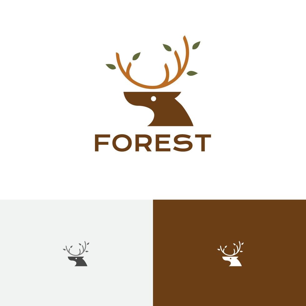 bos jungle hert gewei dier moeder natuur logo vector