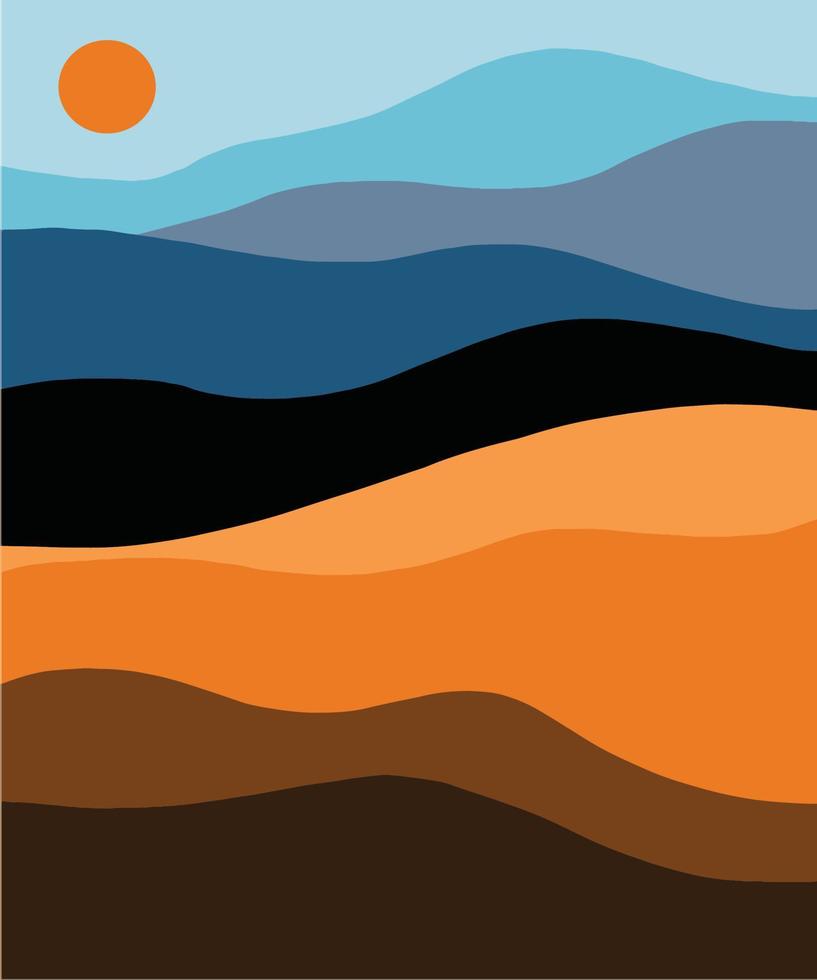 abstact golvende vormen berg- en heuvelslandschappen, vectorillustratielandschap in aards en terracotta kleurenpalet vector
