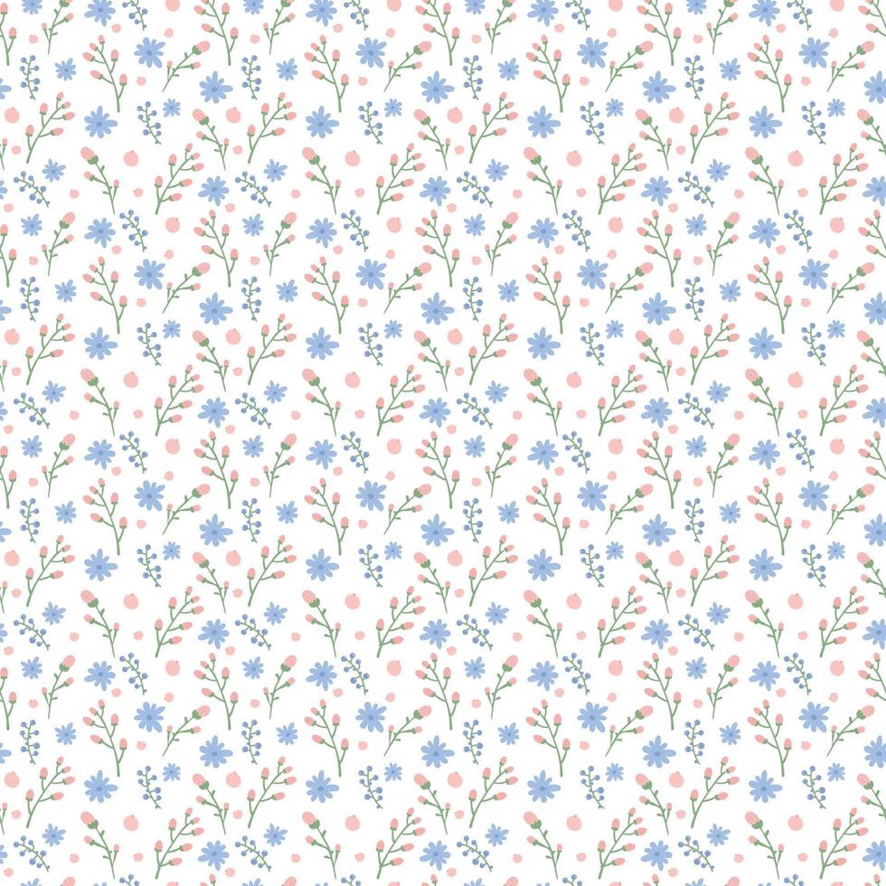 schattig bloemenpatroon in de kleine bloem. ditsy print. motieven verspreid willekeurig. naadloze vectortextuur. elegante sjabloon voor mode-afdrukken. bedrukking met kleine bloemen. planten achtergrond. vector