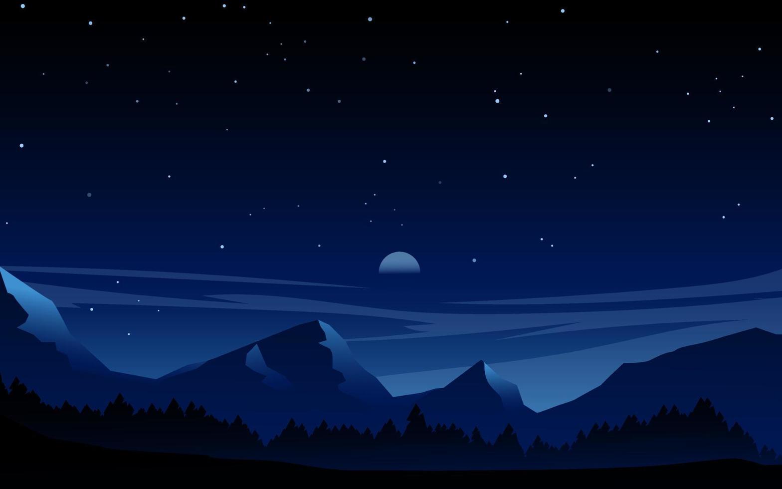 nachtelijke hemel over bergen landschap illustratie vector
