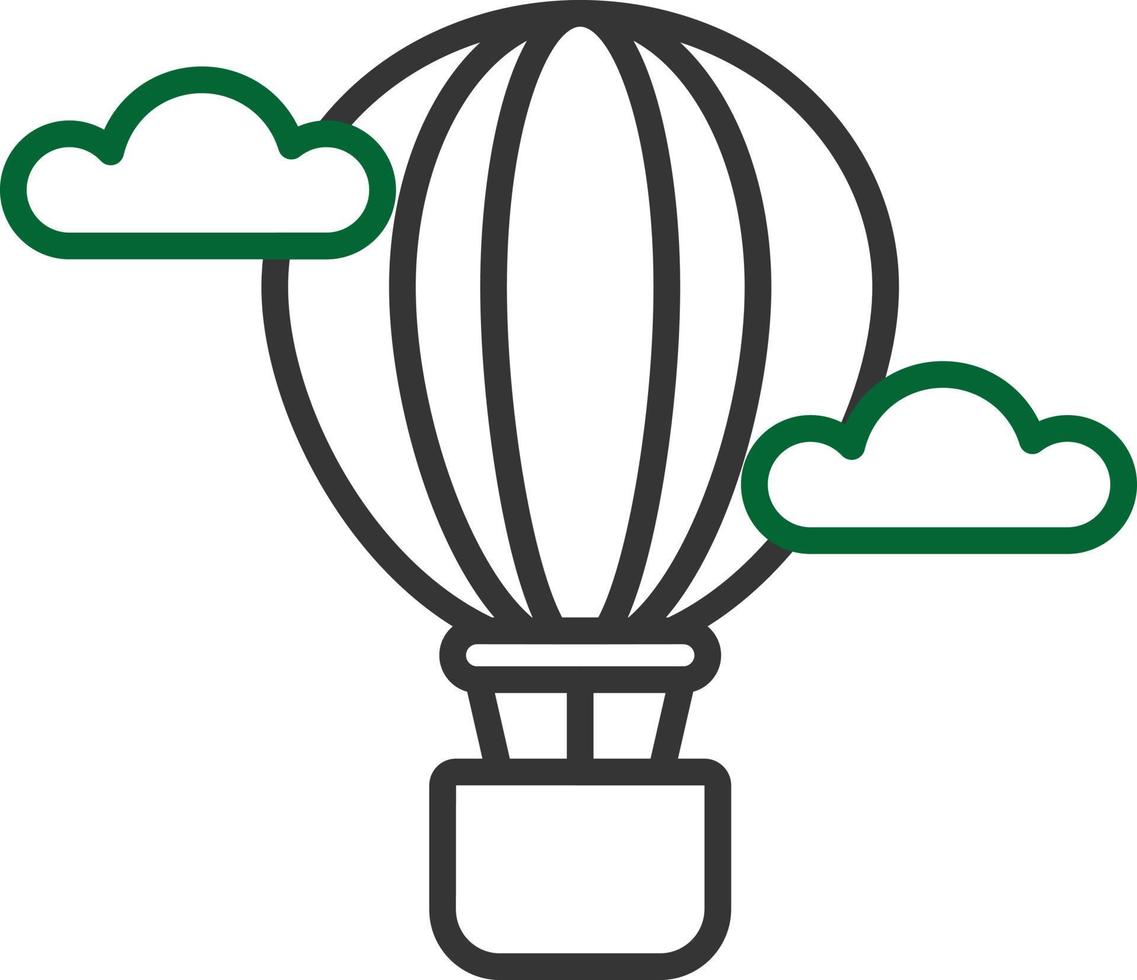 hete luchtballon lijn twee kleuren vector