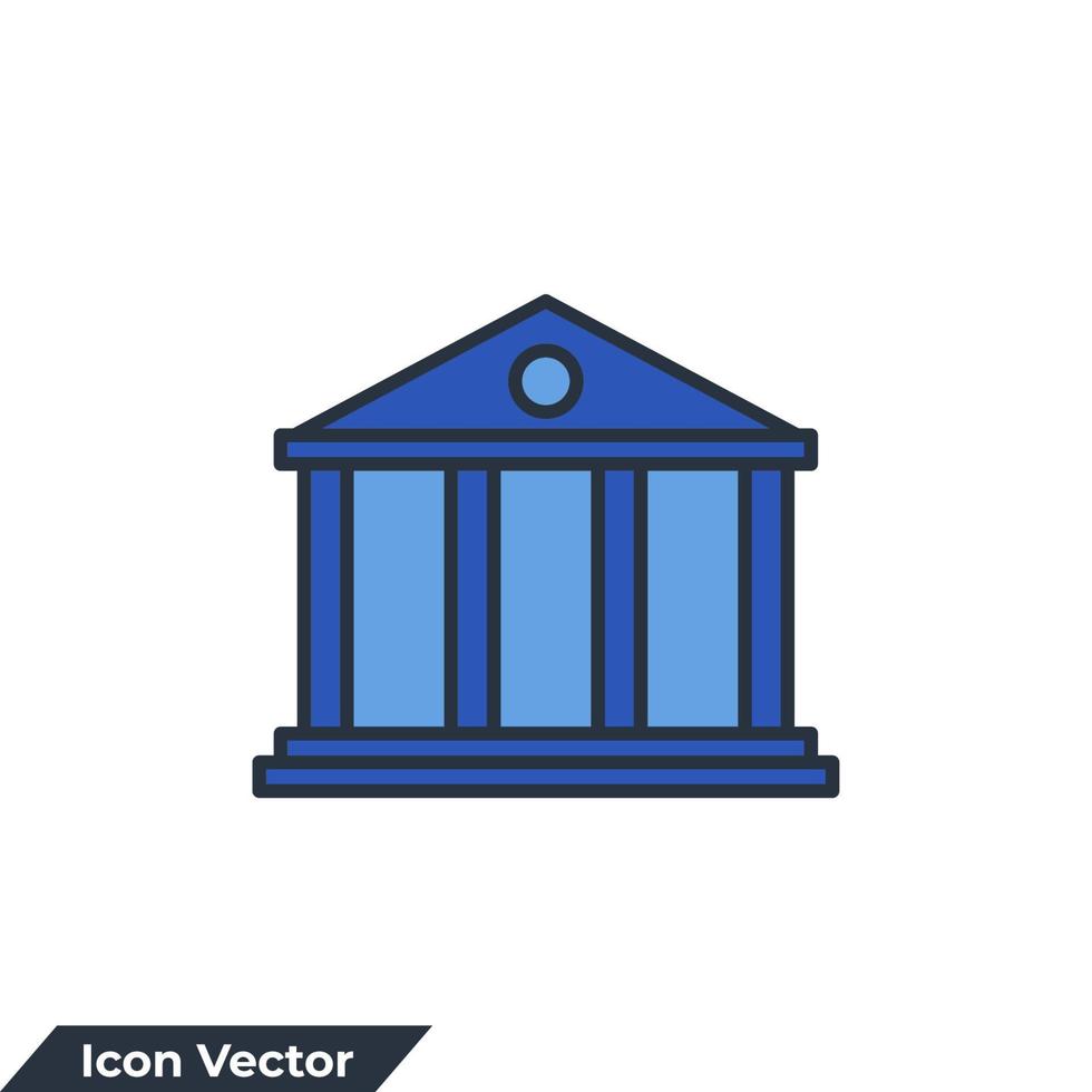 bank gebouw pictogram logo vectorillustratie. banksymboolsjabloon voor grafische en webdesigncollectie vector