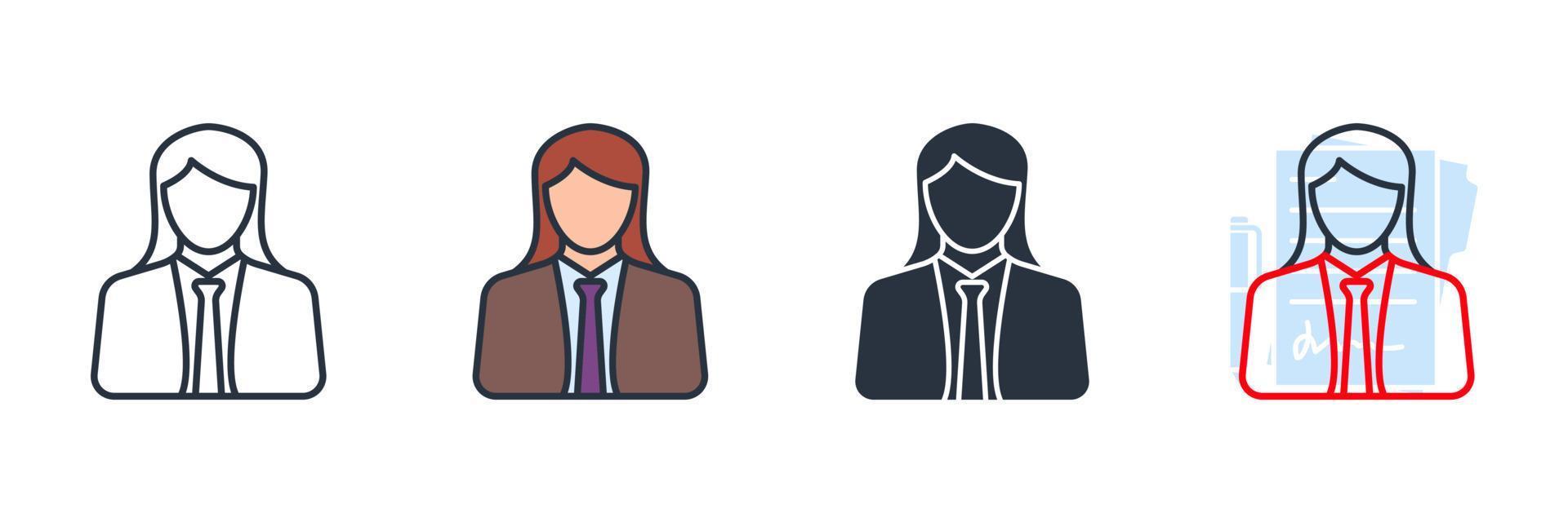 zakenvrouw pictogram logo vectorillustratie. gebruikerssymboolsjabloon voor grafische en webdesigncollectie vector