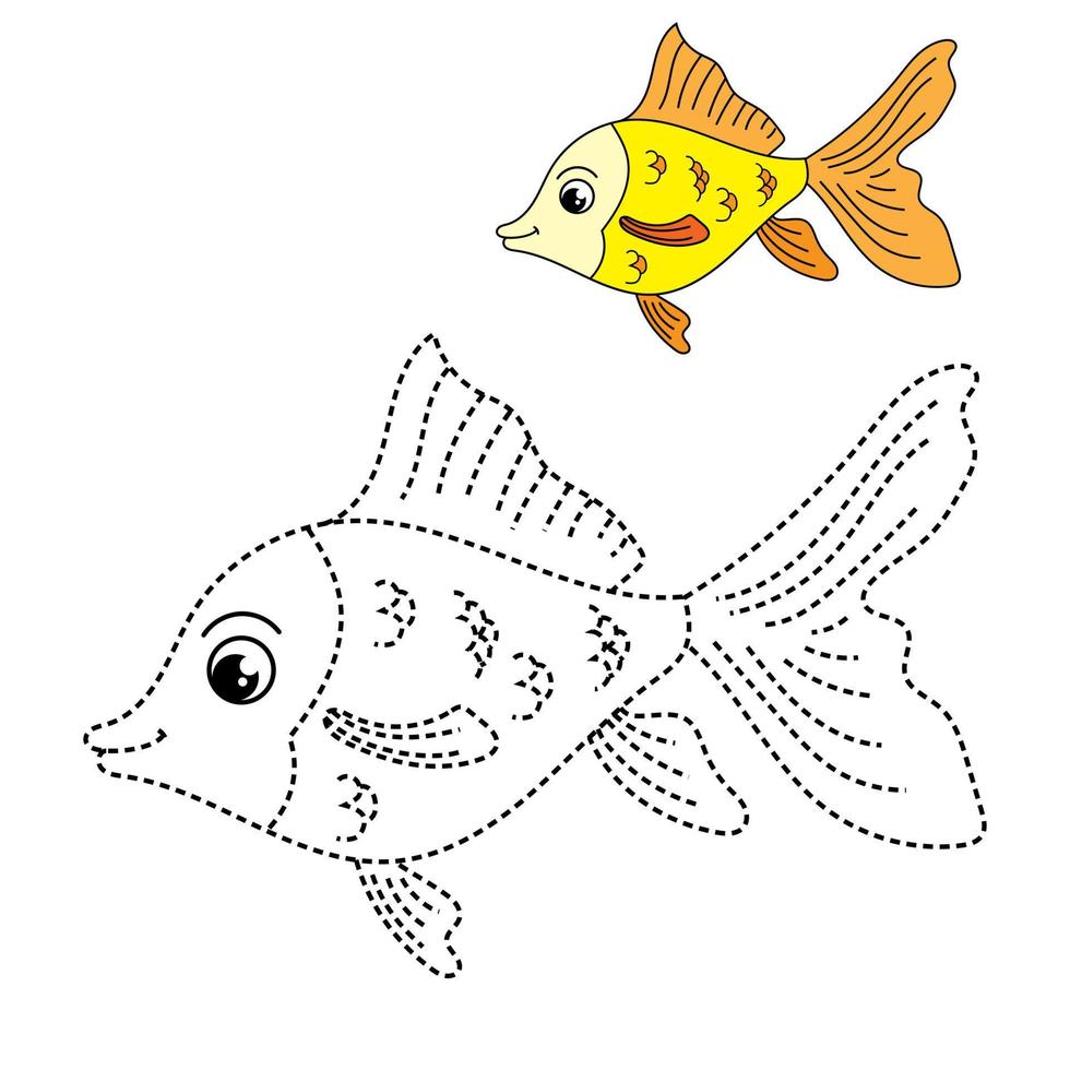 traceren en kleuren voor kinderen, visvector vector