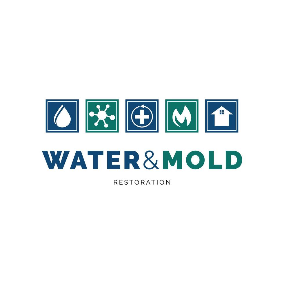 water schimmel restauratie pictogram logo ontwerp inspiratie vector