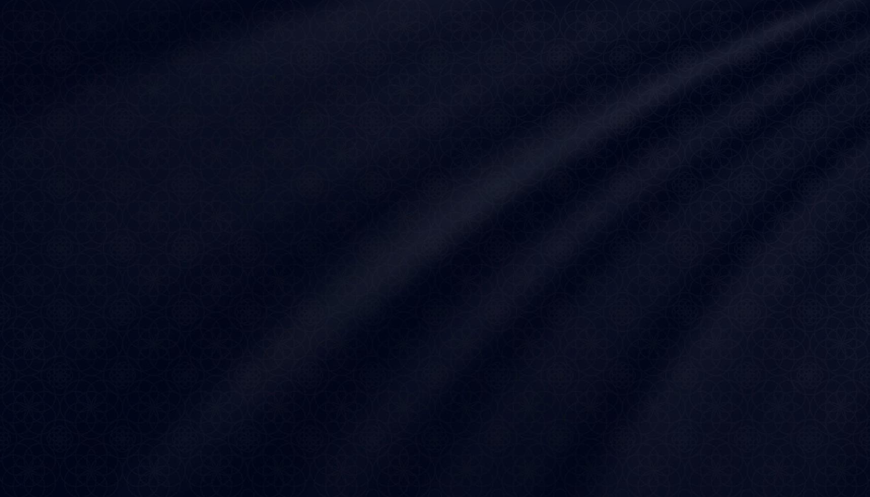 islamitische achtergrond oosters patroon op donkerblauwe golvende zijde stof. vector illustratie achtergrond banner voor religie van moslim symbolisch, eid ul fitr, ramadan kareem, eid al adha, eid mubarak vakantie