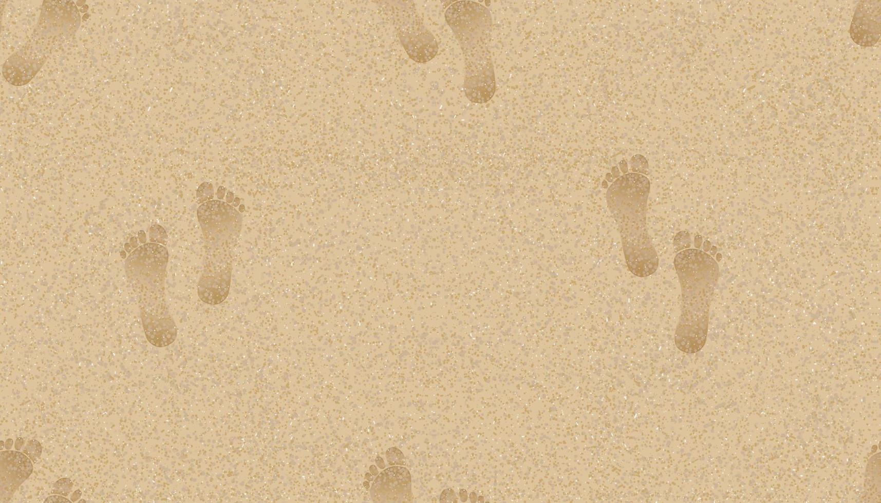 naadloze patroon textuur achtergrond voetafdrukken van menselijke voeten op het zand strand background.vector afbeelding achtergrond eindeloze bruine strand zandduin met blote voeten voor zomer banner achtergrond. vector