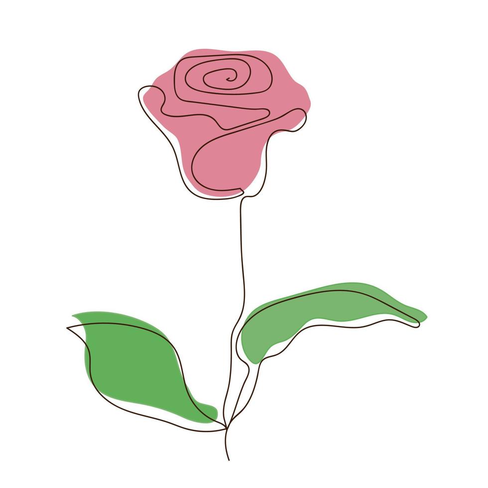 delicate roze bloem in eenlijnige stijl vector