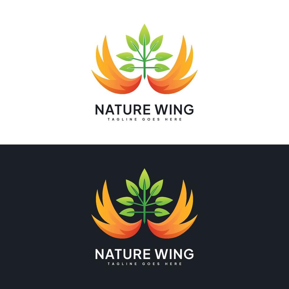 vector logo illustratie abstract natuur vleugels gradiënt stijl