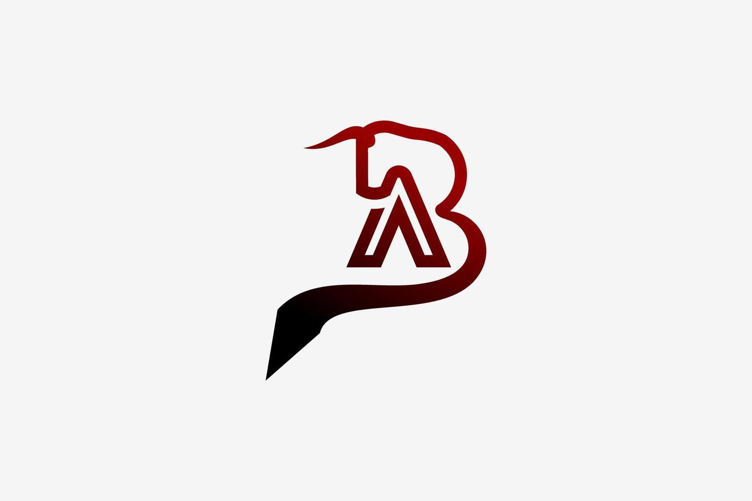logo-ontwerp letter a, ab, ba met het concept van een stierpictogram gecombineerd met de letters vector