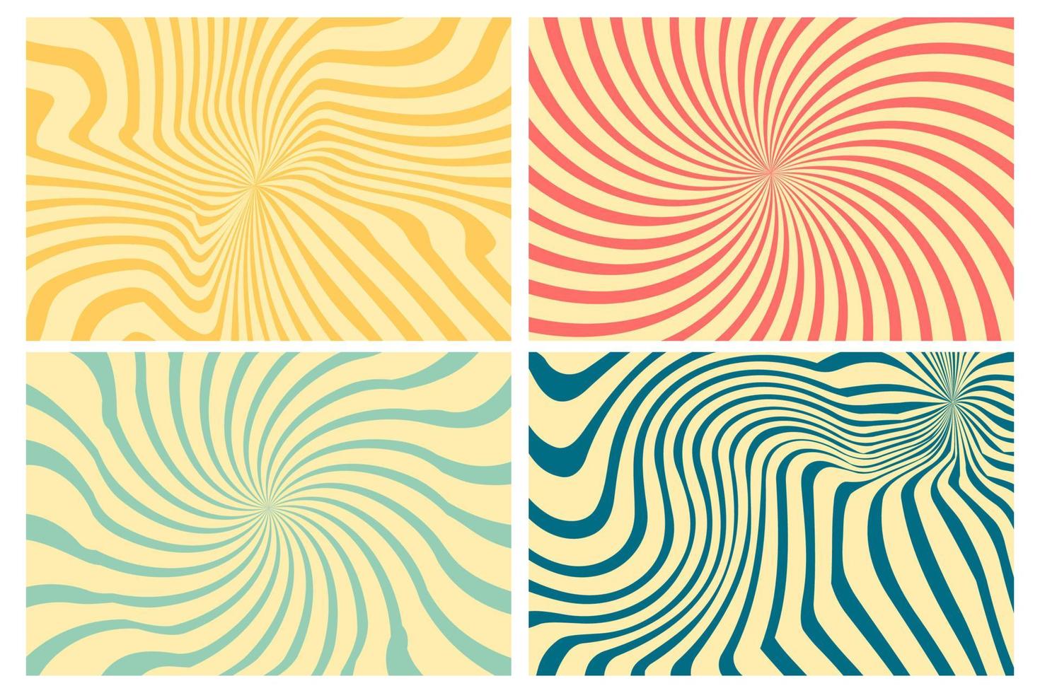 groovy hippie 70s achtergronden met golven swirl twirl patroon vector