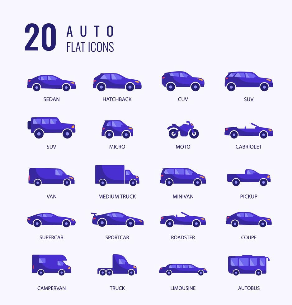 auto auto icoon. auto typen ingesteld. vector illustratie