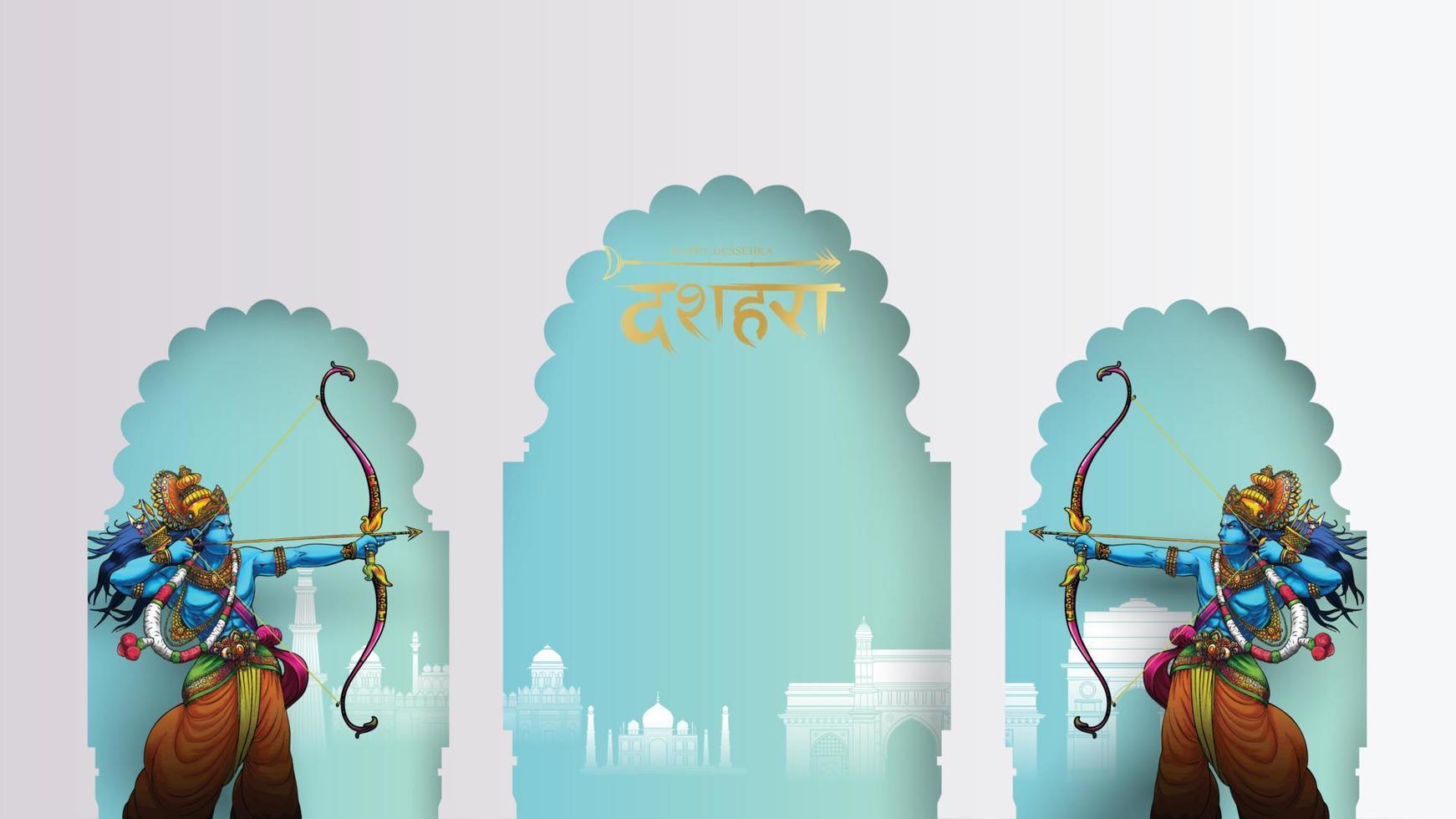 heer rama die ravana vermoordt in het gelukkige dussehra navratri-posterfestival van india. vertaling dussehra vector